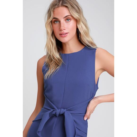 NEW LuLus Aylin Tie-Front Sleeveless Mini Dress sz Small Royal Blue - Picture 4 of 13